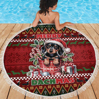 Dachshund Christmas Beach Blanket Merry Dachmas - Wonder Print Shop