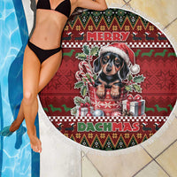 Dachshund Christmas Beach Blanket Merry Dachmas - Wonder Print Shop