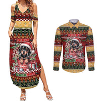 Dachshund Christmas Couples Matching Summer Maxi Dress and Long Sleeve Button Shirt Merry Dachmas - Wonder Print Shop