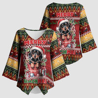 Dachshund Christmas Kimono Sleeve Blouse Merry Dachmas - Wonder Print Shop