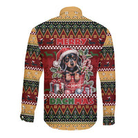 Dachshund Christmas Long Sleeve Button Shirt Merry Dachmas - Wonder Print Shop