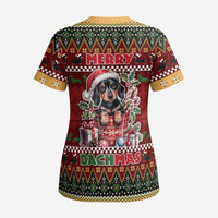 Dachshund Christmas Scrub Top Merry Dachmas - Wonder Print Shop