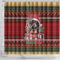 Dachshund Christmas Shower Curtain Merry Dachmas - Wonder Print Shop
