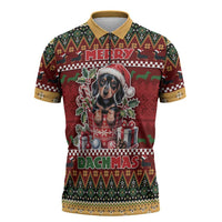 Dachshund Christmas Zipper Polo Shirt Merry Dachmas - Wonder Print Shop