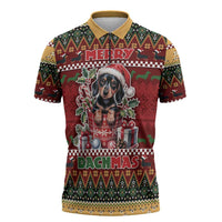 Dachshund Christmas Zipper Polo Shirt Merry Dachmas - Wonder Print Shop