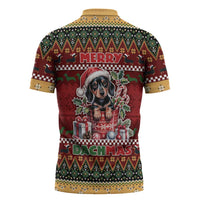 Dachshund Christmas Zipper Polo Shirt Merry Dachmas - Wonder Print Shop