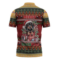 Dachshund Christmas Zipper Polo Shirt Merry Dachmas - Wonder Print Shop