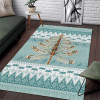 Dragonfly Christmas Area Rug Frosty Minty Xmas Tree - Wonder Print Shop