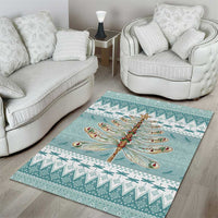 Dragonfly Christmas Area Rug Frosty Minty Xmas Tree - Wonder Print Shop