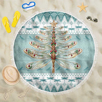 Dragonfly Christmas Beach Blanket Frosty Minty Xmas Tree - Wonder Print Shop