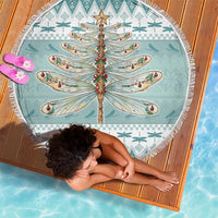 Dragonfly Christmas Beach Blanket Frosty Minty Xmas Tree - Wonder Print Shop