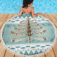 Dragonfly Christmas Beach Blanket Frosty Minty Xmas Tree - Wonder Print Shop