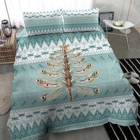 Dragonfly Christmas Bedding Set Frosty Minty Xmas Tree - Wonder Print Shop