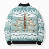 Dragonfly Christmas Bomber Puffer Jacket Frosty Minty Xmas Tree - Wonder Print Shop