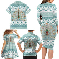 Dragonfly Christmas Family Matching Long Sleeve Bodycon Dress and Hawaiian Shirt Frosty Minty Xmas Tree - Wonder Print Shop