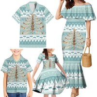 Dragonfly Christmas Family Matching Mermaid Dress and Hawaiian Shirt Frosty Minty Xmas Tree - Wonder Print Shop