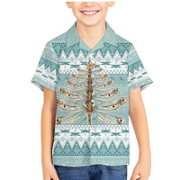 Dragonfly Christmas Family Matching Mermaid Dress and Hawaiian Shirt Frosty Minty Xmas Tree - Wonder Print Shop