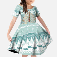 Dragonfly Christmas Family Matching Off The Shoulder Long Sleeve Dress and Hawaiian Shirt Frosty Minty Xmas Tree - Wonder Print Shop