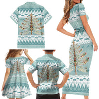 Dragonfly Christmas Family Matching Short Sleeve Bodycon Dress and Hawaiian Shirt Frosty Minty Xmas Tree - Wonder Print Shop