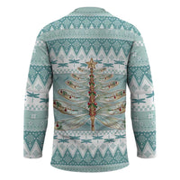Dragonfly Christmas Hockey Jersey Frosty Minty Xmas Tree - Wonder Print Shop