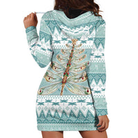 Dragonfly Christmas Hoodie Dress Frosty Minty Xmas Tree - Wonder Print Shop