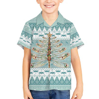 Dragonfly Christmas Kid Hawaiian Shirt Frosty Minty Xmas Tree - Wonder Print Shop