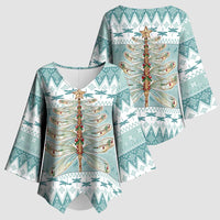 Dragonfly Christmas Kimono Sleeve Blouse Frosty Minty Xmas Tree - Wonder Print Shop