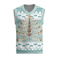 Dragonfly Christmas Knitted V-Neck Vest Frosty Minty Xmas Tree - Wonder Print Shop