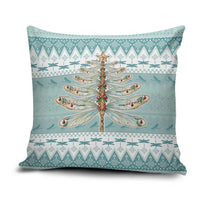 Dragonfly Christmas Pillow Cover Frosty Minty Xmas Tree - Wonder Print Shop