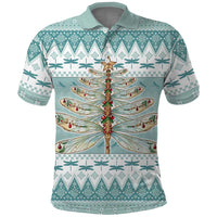 Dragonfly Christmas Polo Shirt Frosty Minty Xmas Tree - Wonder Print Shop