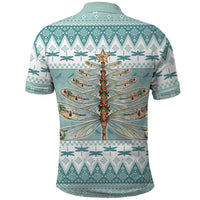 Dragonfly Christmas Polo Shirt Frosty Minty Xmas Tree - Wonder Print Shop