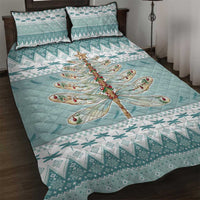 Dragonfly Christmas Quilt Bed Set Frosty Minty Xmas Tree - Wonder Print Shop