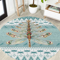 Dragonfly Christmas Round Carpet Frosty Minty Xmas Tree - Wonder Print Shop