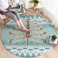 Dragonfly Christmas Round Carpet Frosty Minty Xmas Tree - Wonder Print Shop