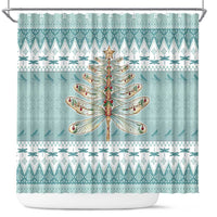 Dragonfly Christmas Shower Curtain Frosty Minty Xmas Tree - Wonder Print Shop