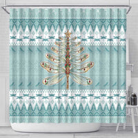 Dragonfly Christmas Shower Curtain Frosty Minty Xmas Tree - Wonder Print Shop