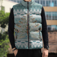 Dragonfly Christmas Sleeveless Puffer Jacket Frosty Minty Xmas Tree - Wonder Print Shop