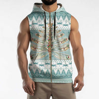 Dragonfly Christmas Sleeveless Zip Hoodie Frosty Minty Xmas Tree - Wonder Print Shop