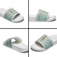 Dragonfly Christmas Slide Sandals Frosty Minty Xmas Tree - Wonder Print Shop