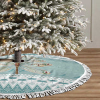 Dragonfly Christmas Tree Skirt Frosty Minty Xmas Tree - Wonder Print Shop