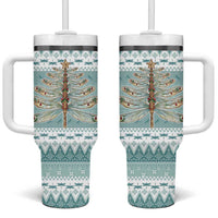 Dragonfly Christmas Tumbler With Handle Frosty Minty Xmas Tree - Wonder Print Shop
