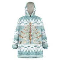 Dragonfly Christmas Wearable Blanket Hoodie Frosty Minty Xmas Tree - Wonder Print Shop