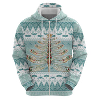 Dragonfly Christmas Zip Hoodie Frosty Minty Xmas Tree - Wonder Print Shop