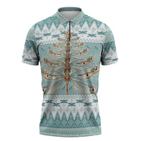 Dragonfly Christmas Zipper Polo Shirt Frosty Minty Xmas Tree - Wonder Print Shop