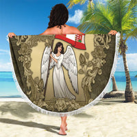 Austria-Hungary Beach Blanket Angel Holding A Flag Vintage Style - Wonder Print Shop