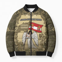 Personalized Austria-Hungary Bomber Puffer Jacket Angel Holding A Flag Vintage Style - Wonder Print Shop