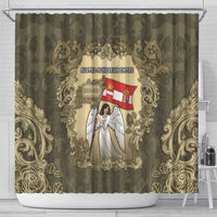 Austria-Hungary Shower Curtain Angel Holding A Flag Vintage Style - Wonder Print Shop