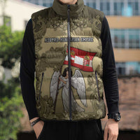 Personalized Austria-Hungary Sleeveless Puffer Jacket Angel Holding A Flag Vintage Style - Wonder Print Shop