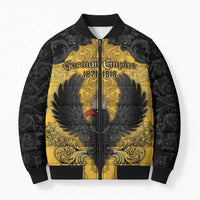 Personalized German Empire Bomber Puffer Jacket Imperial Black Eagle With Baroque Patterns - Wonder Print Shop