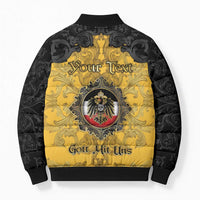 Personalized German Empire Bomber Puffer Jacket Imperial Black Eagle With Baroque Patterns - Wonder Print Shop
